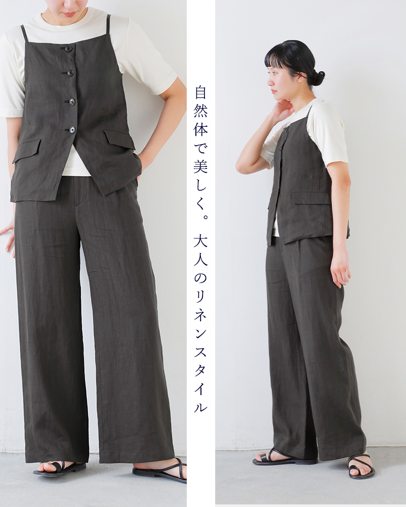 TICCA（ティッカ） リネン ワイド タック パンツ tbfs-414 レディース