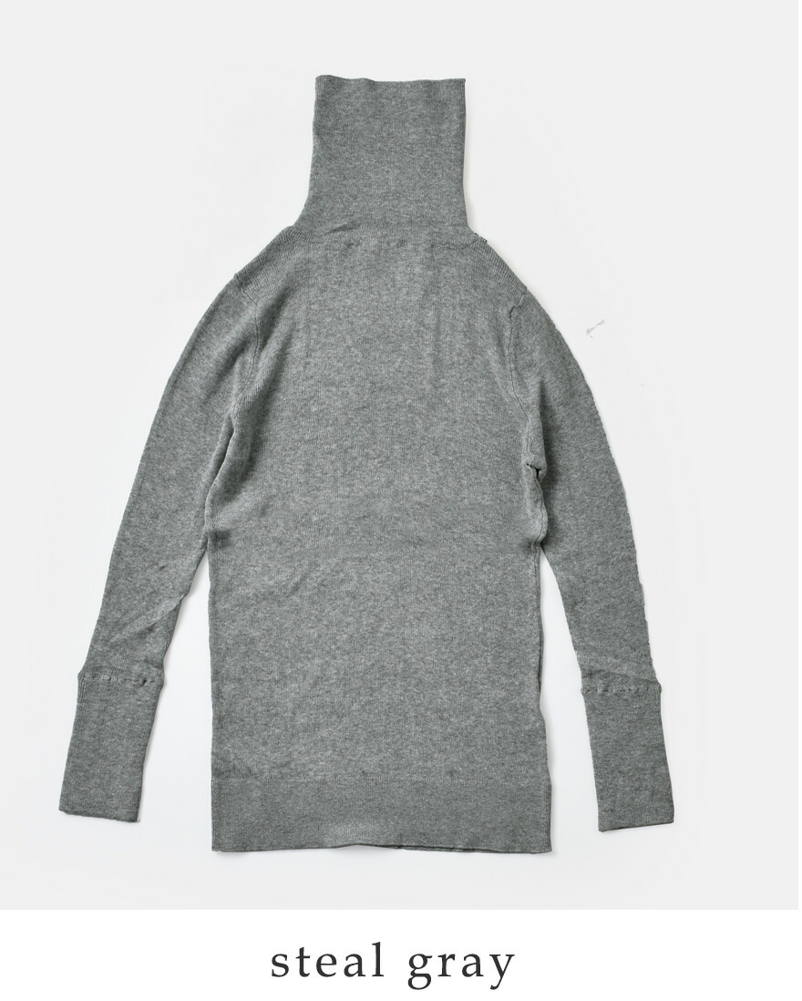 tumugu（ツムグ） コットン リブニット タートルネック プルオーバー