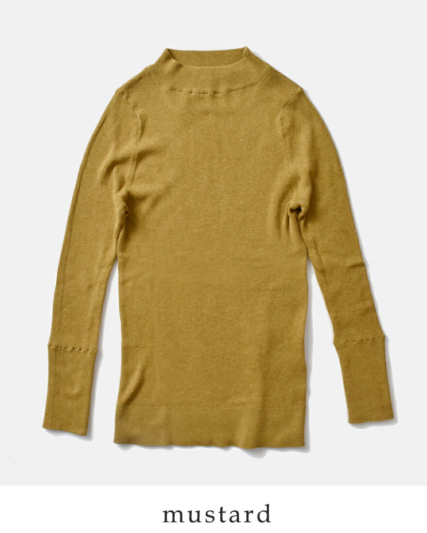 tumugu（ツムグ） コットン リブニット ハイネック ロングスリーブ