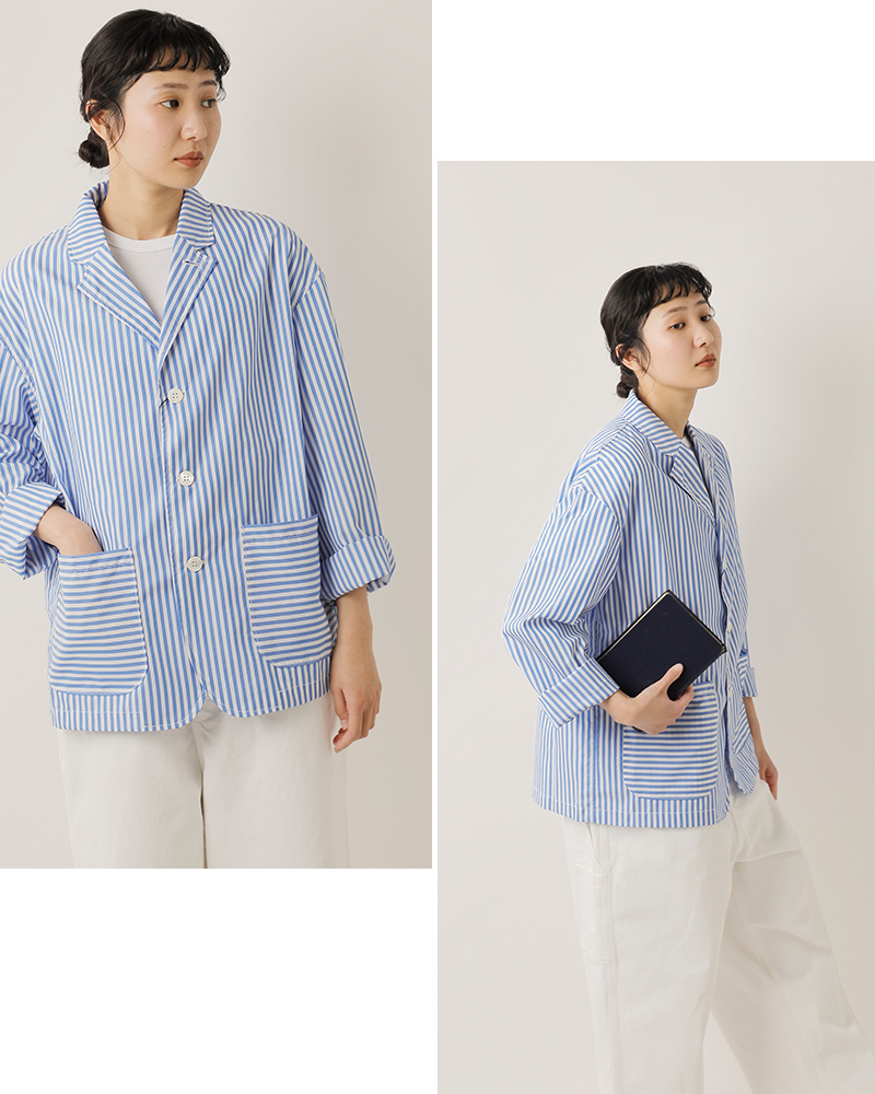 【40%OFF】ティシュ tissu ナチュラルタイプライター ストライプ テーラード シャツ ts250sh070 レディース TISSU｜ナチュラルタイプライター ストライプ テーラード シャツ