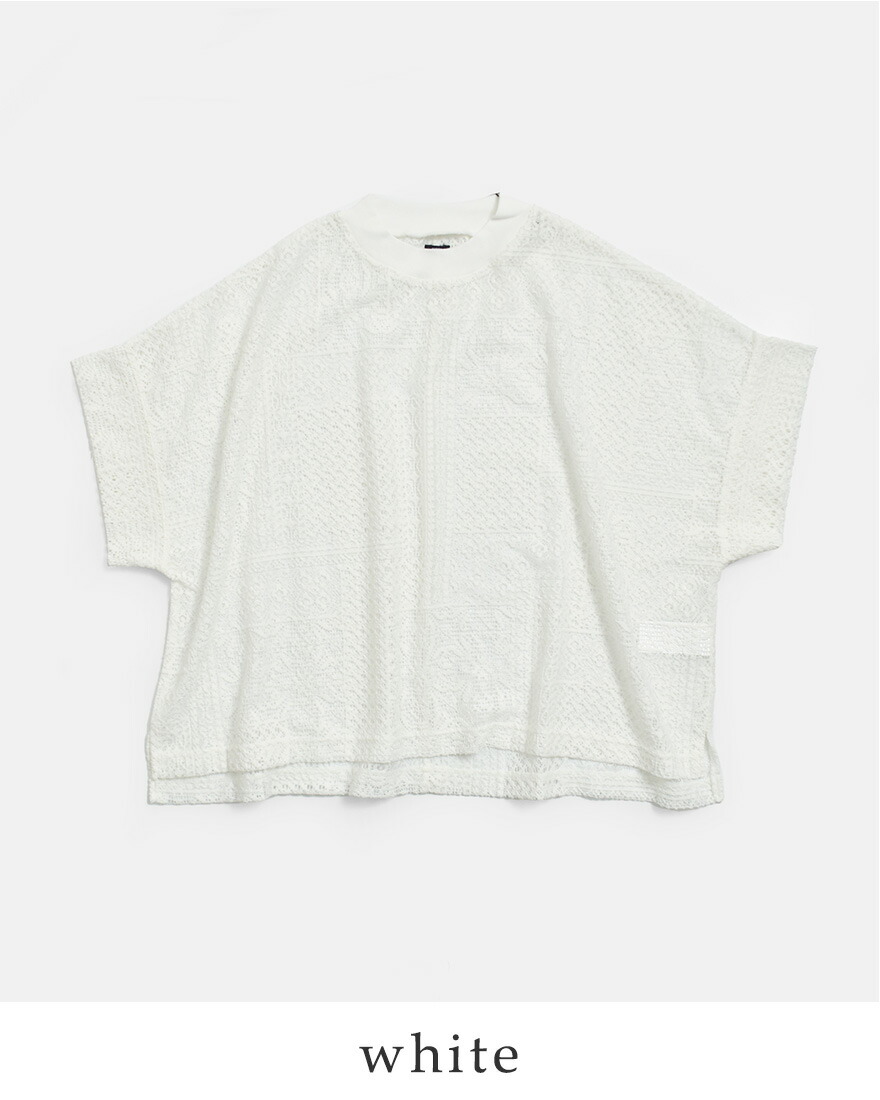 ティシュ tissu パッチワークレース モックネック ドルマン Tシャツ