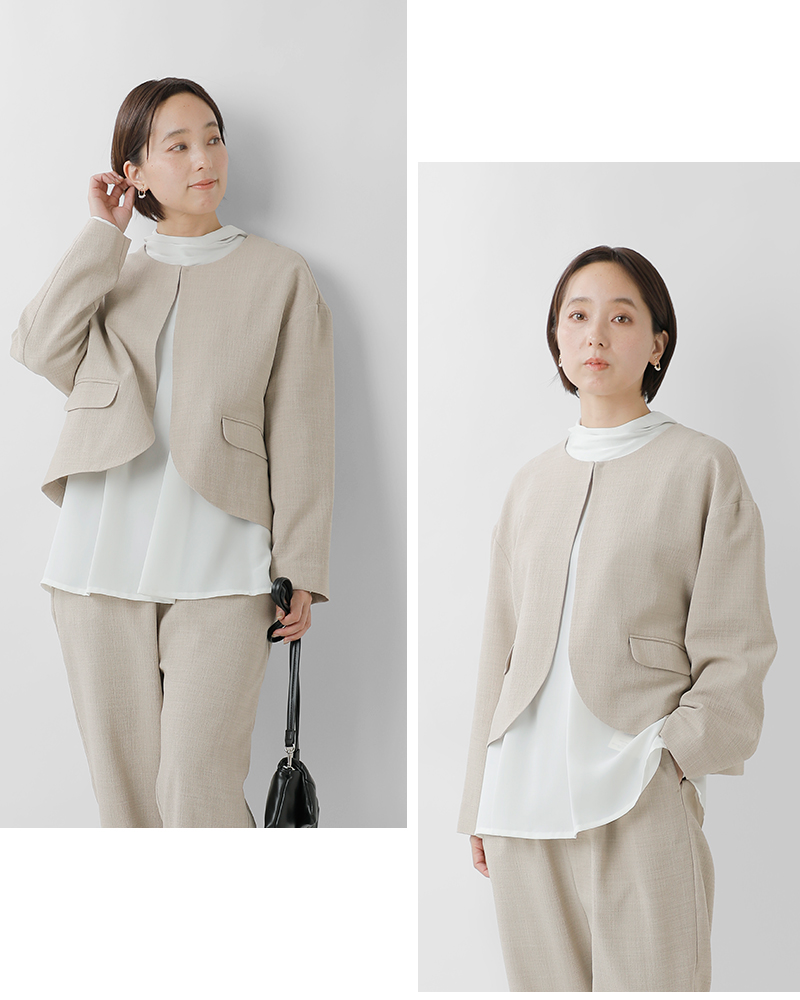 ★お値下げ中★ 【UN CINQ アンサンク】ノーカラージャケット Cinq（サンク） セール【40%OFF】アンサンク un cinq クレープ ノー