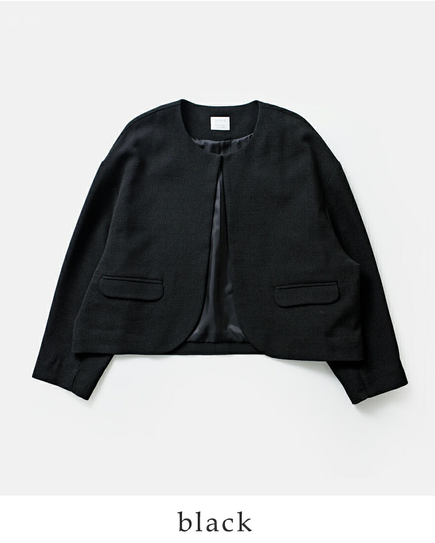 Cinq（サンク） アンサンク un cinq クレープ ノーカラー ジャケット