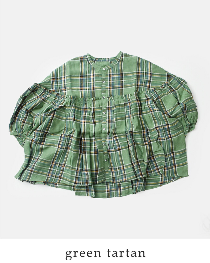 はるさと☆UNIVERSAL TISSU グレンチェック ブラウス universal tissu ユニヴァーサルティシュ 東炊き リネン タータン