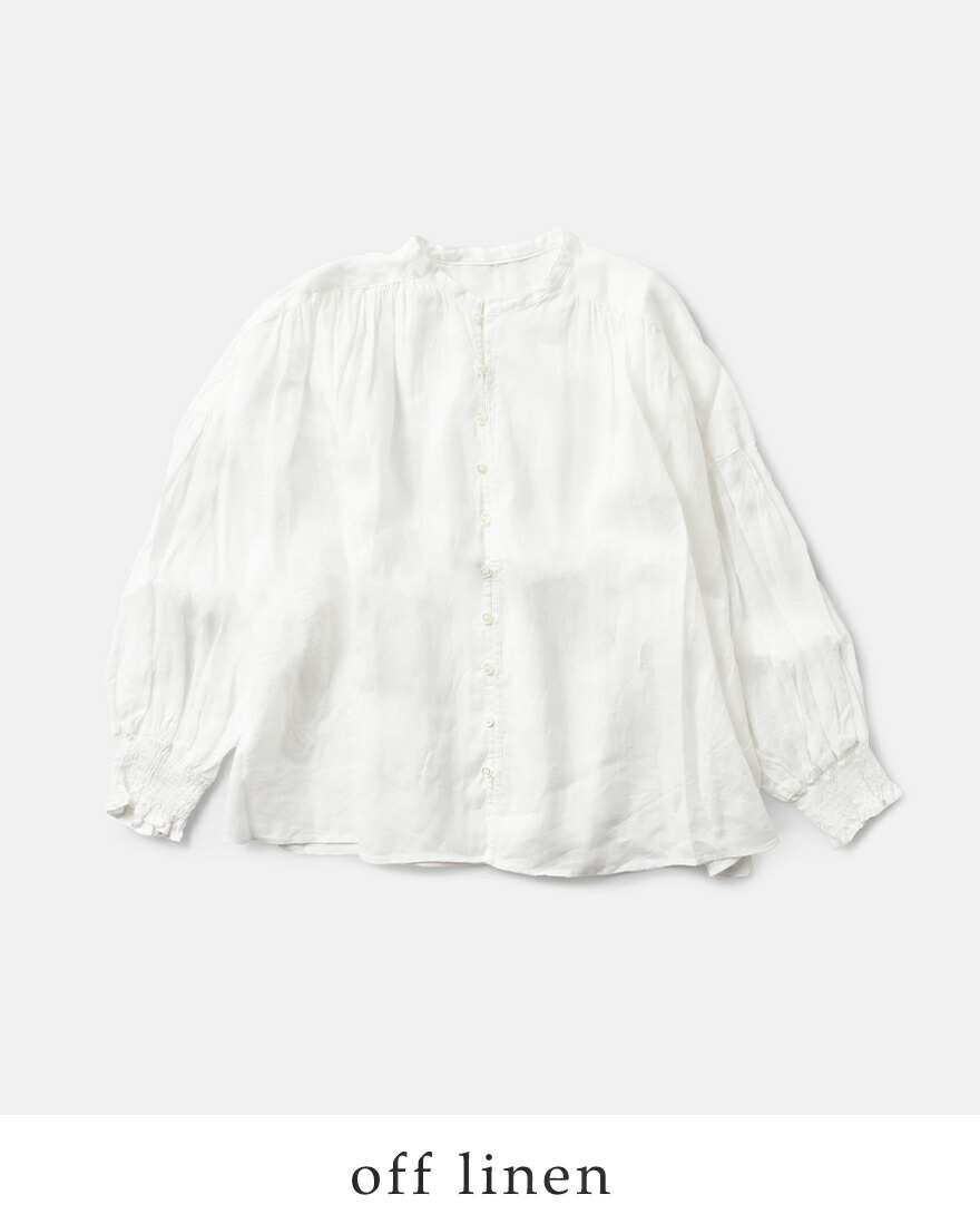 ユニヴァーサルティシュ universal tissu ナチュラルタイプライター フレンチリネン シャーリング ブラウス ut241bl045-ut244bl022 春夏 2026ss新作の画像