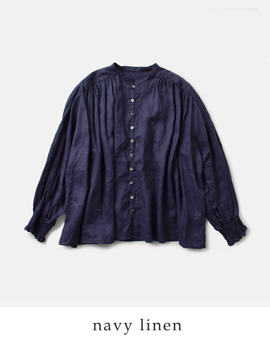 ユニヴァーサルティシュ universal tissu ナチュラルタイプライター フレンチリネン シャーリング ブラウス ut241bl045-ut244bl022 春夏 2026ss新作の画像