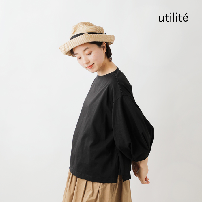 utilite(ユティリテ)ハイゲージコットン天竺ボリュームスリーブプルオーバーut407ss83