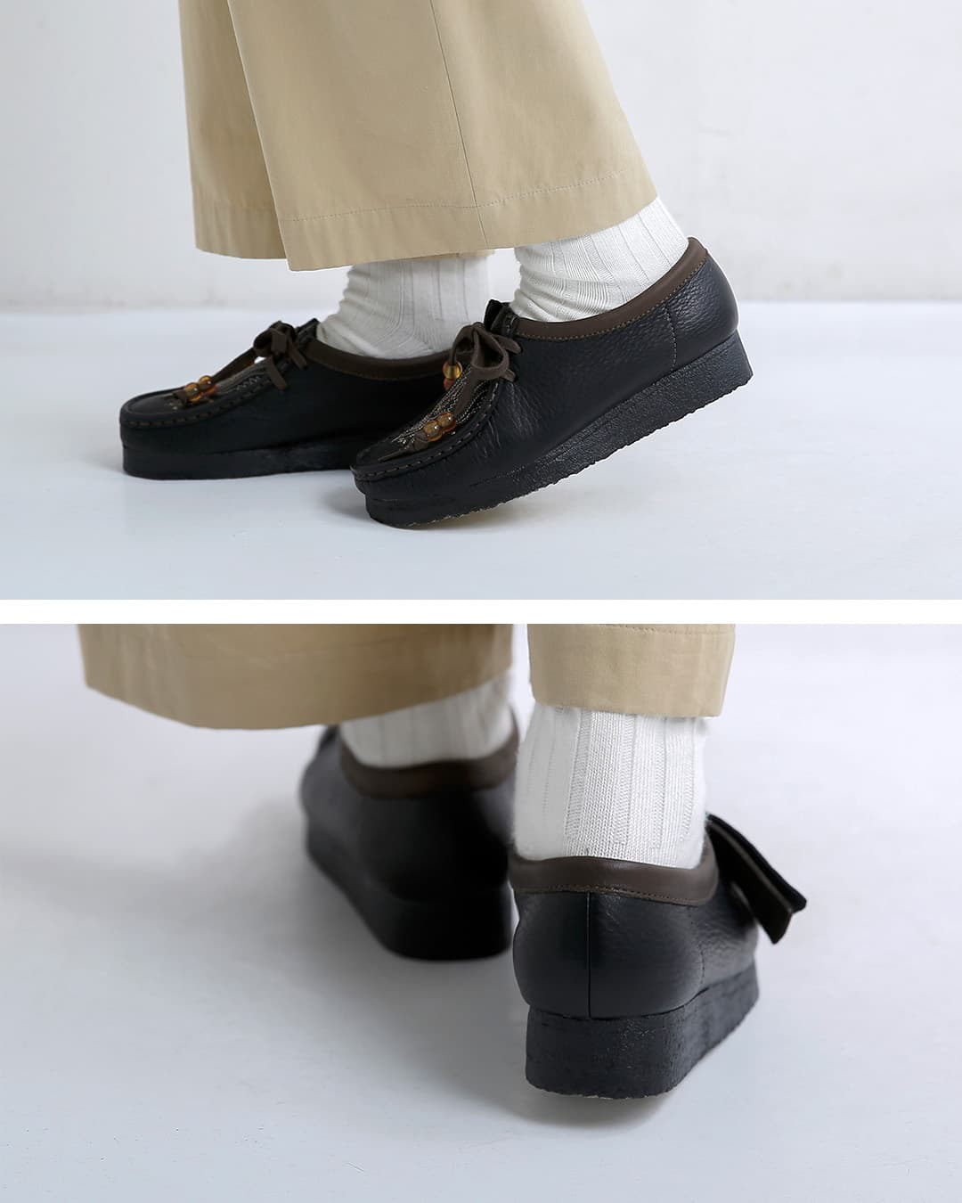 クラークス clarks レザー 刺繍 ワラビー クレープソール モカシン