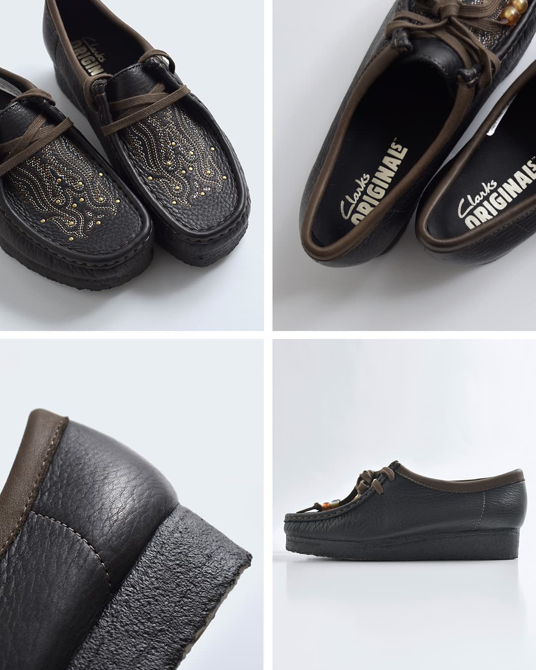 クラークス clarks レザー 刺繍 ワラビー クレープソール モカシン