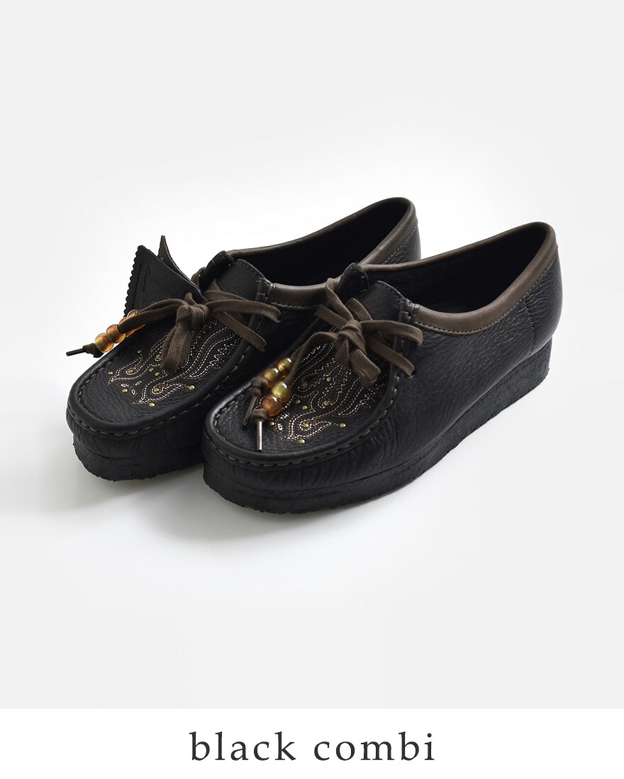 クラークス clarks レザー 刺繍 ワラビー クレープソール モカシン