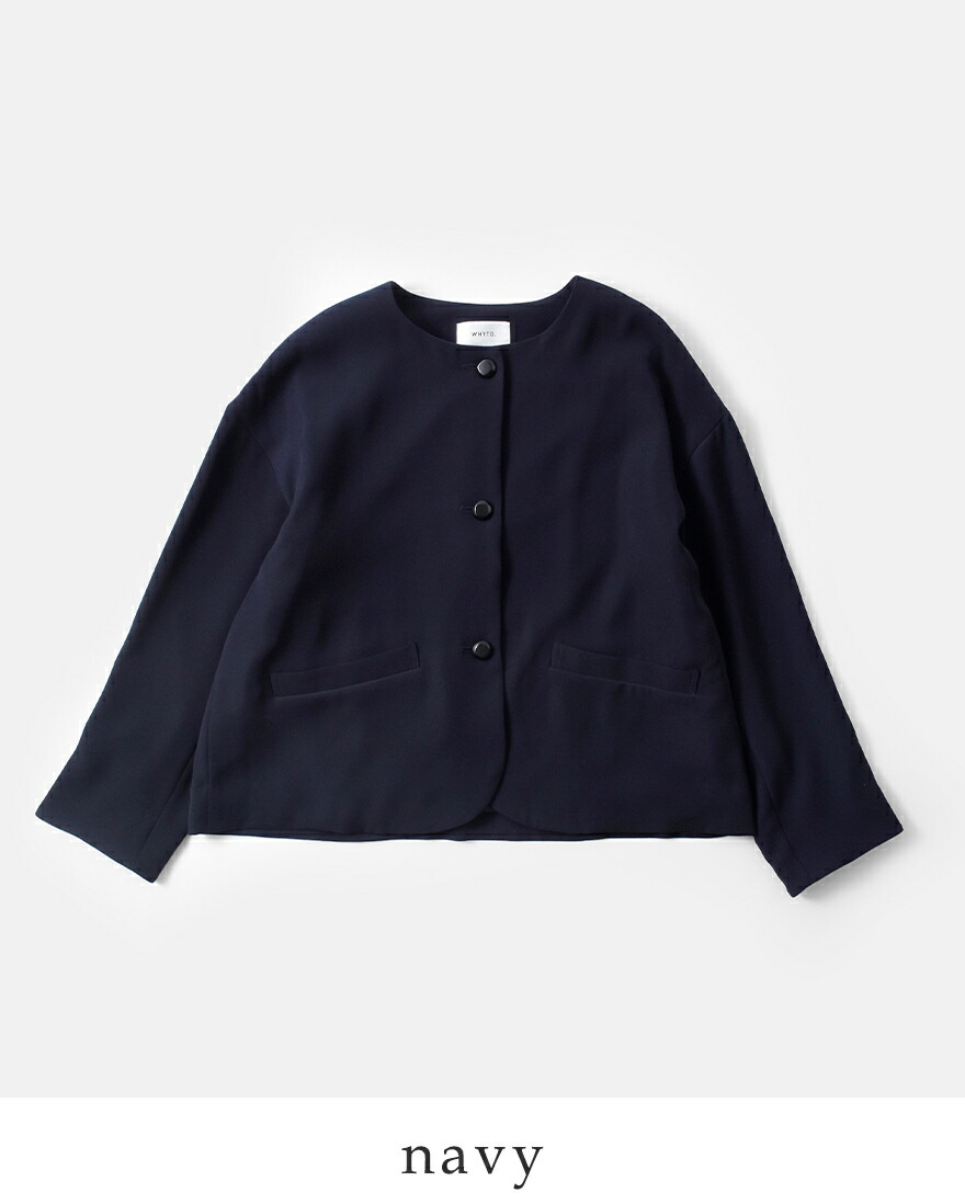 WHYTO（ホワイト） ノーカラー ボタン ジャケット no collar button