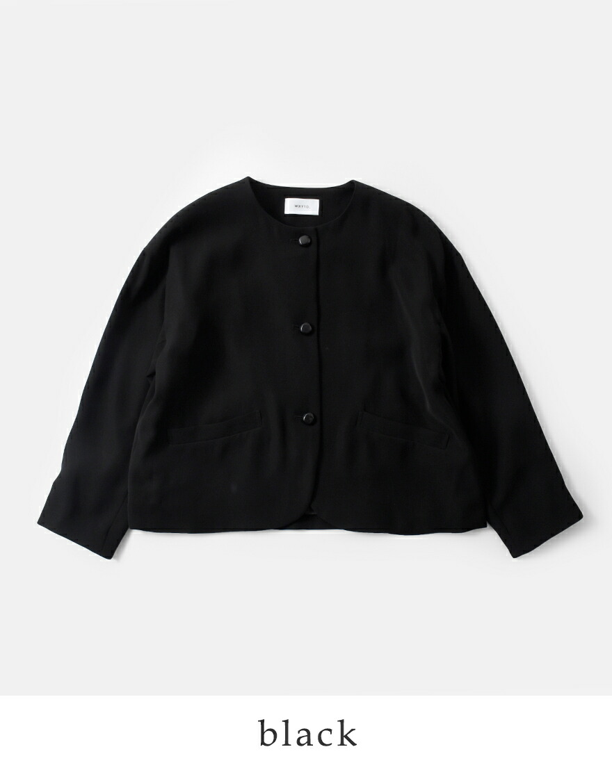 WHYTO（ホワイト） ノーカラー ボタン ジャケット no collar button