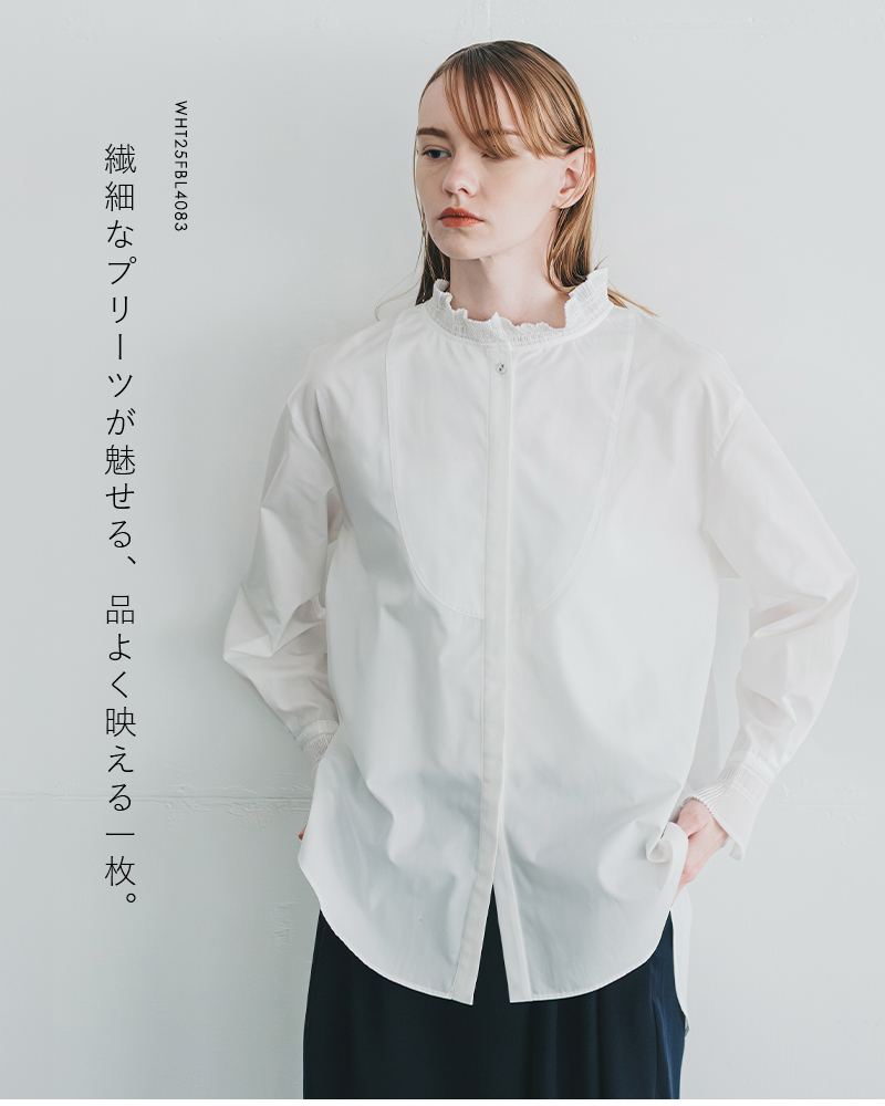 WHYTO（ホワイト） プリーツ デザイン ブラウス pleats design blouse