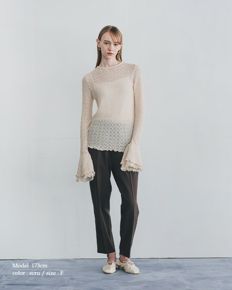 WHYTO（ホワイト） フリル フレア レース トップス frill flare lace