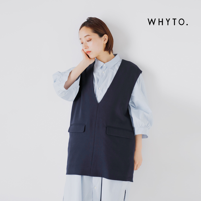 whyto(ホワイト)スリットネックコクーンベスト“slitneckcocoonvest”wht25hbl4061