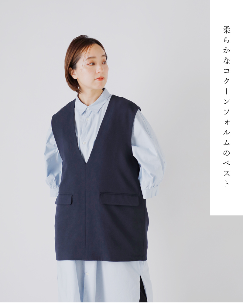 whyto(ホワイト)スリットネックコクーンベスト“slitneckcocoonvest”wht25hbl4061