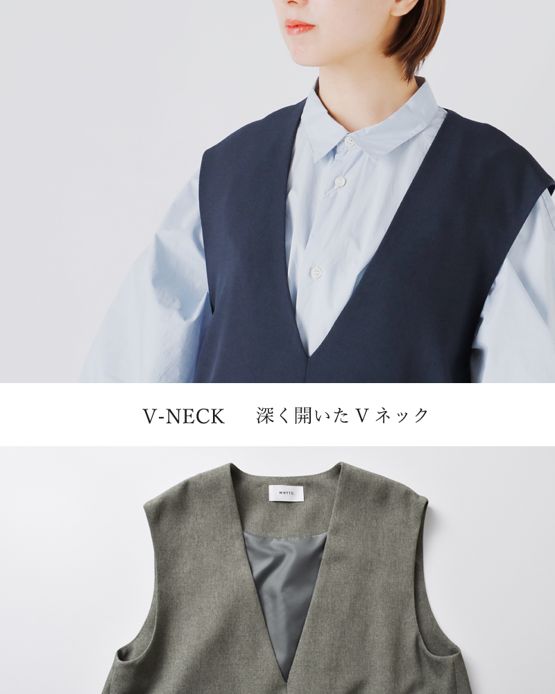 whyto(ホワイト)スリットネックコクーンベスト“slitneckcocoonvest”wht25hbl4061