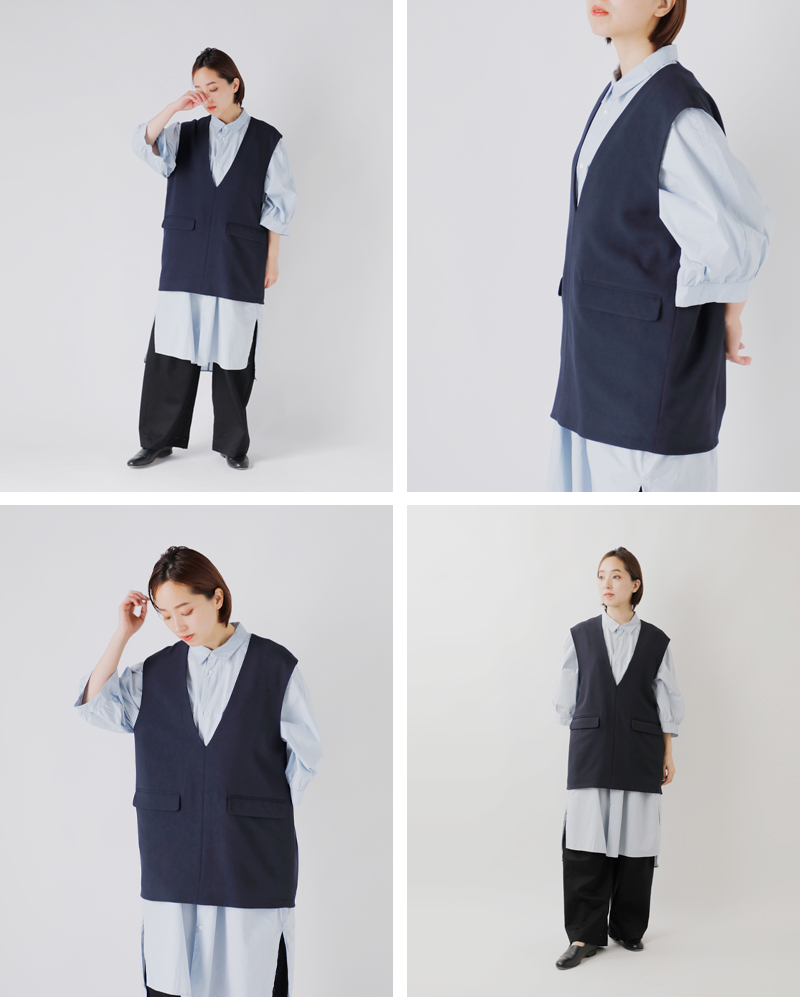 whyto(ホワイト)スリットネックコクーンベスト“slitneckcocoonvest”wht25hbl4061