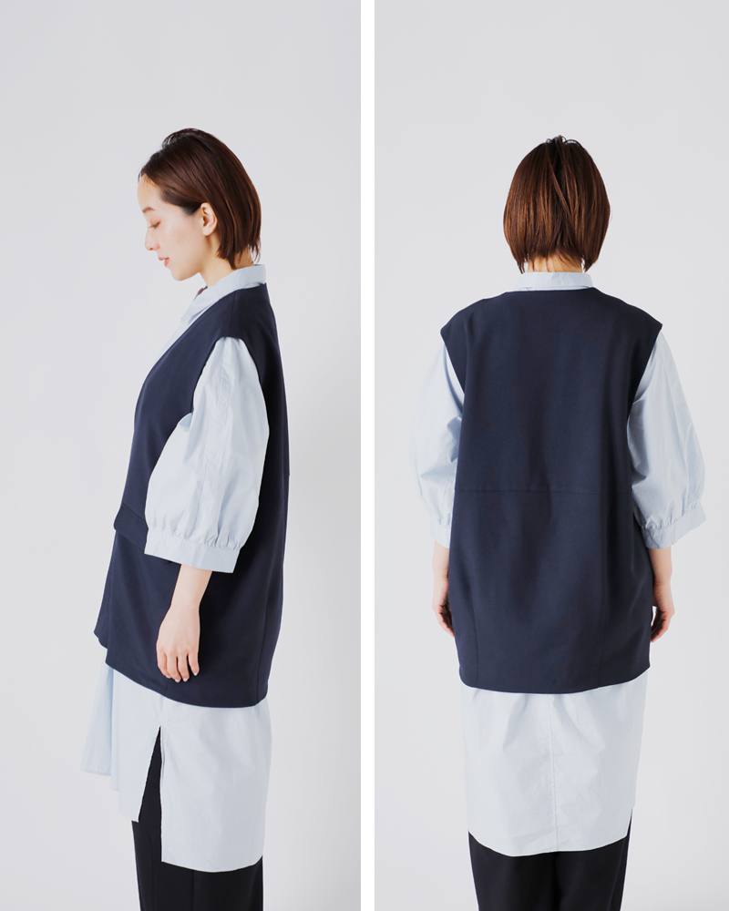 whyto(ホワイト)スリットネックコクーンベスト“slitneckcocoonvest”wht25hbl4061