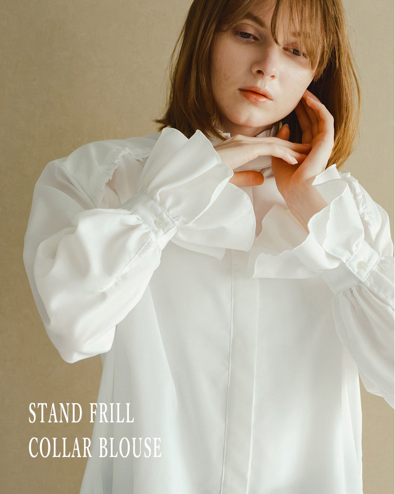 WHYTO（ホワイト） スタンドフリルカラー ブラウス stand frill collar