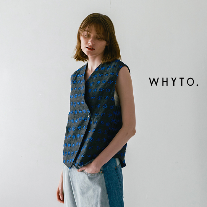 WHYTO（ホワイト） ジャガード アシンメトリー ベスト jacquard