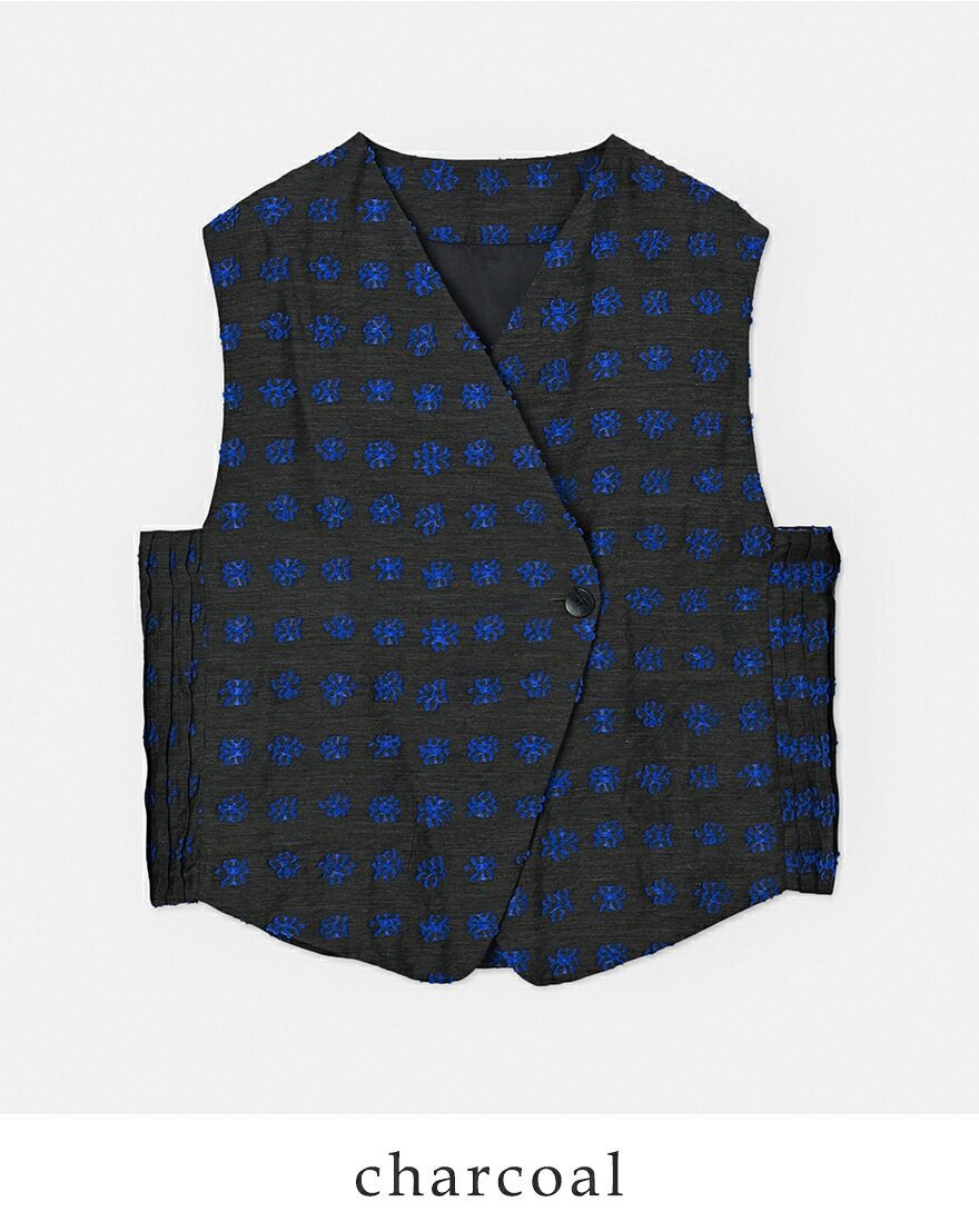 WHYTO（ホワイト） ジャガード アシンメトリー ベスト jacquard