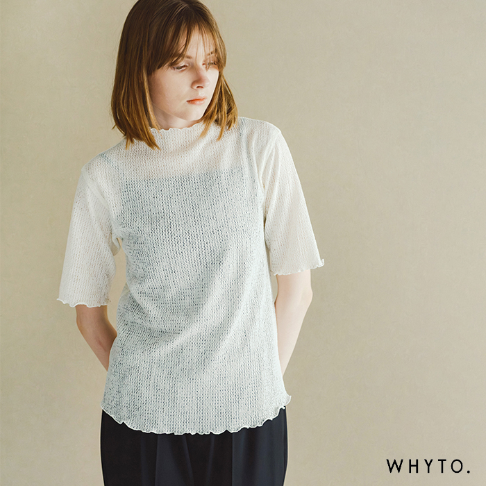 WHYTO（ホワイト） メロウモックネック シアー レース ブラウス sheer