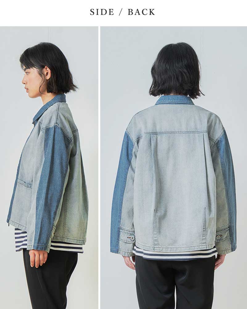 WHYTO（ホワイト） コットンデニム ダブルジップ ジャケット denim zip