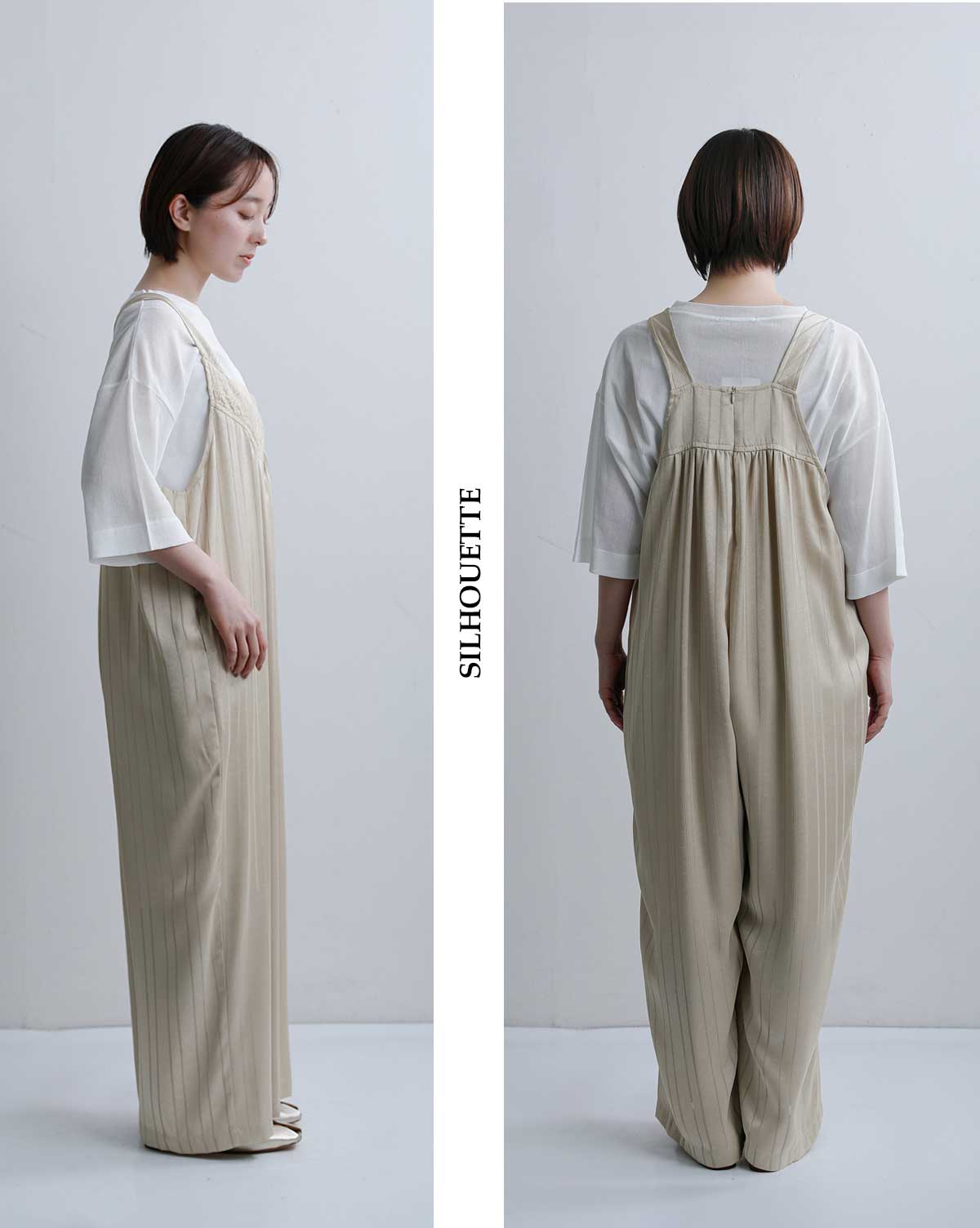 WHYTO（ホワイト） レースサテン オーバーサイズ サロペット lace