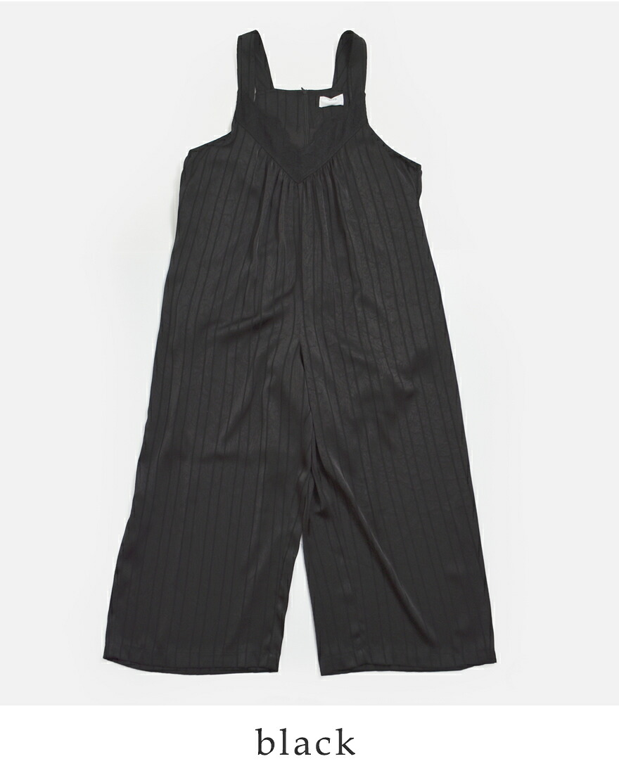 apuntob 大人女子⭐︎黒ウールサロペット WHYTO（ホワイト） レースサテン オーバーサイズ サロペット lace