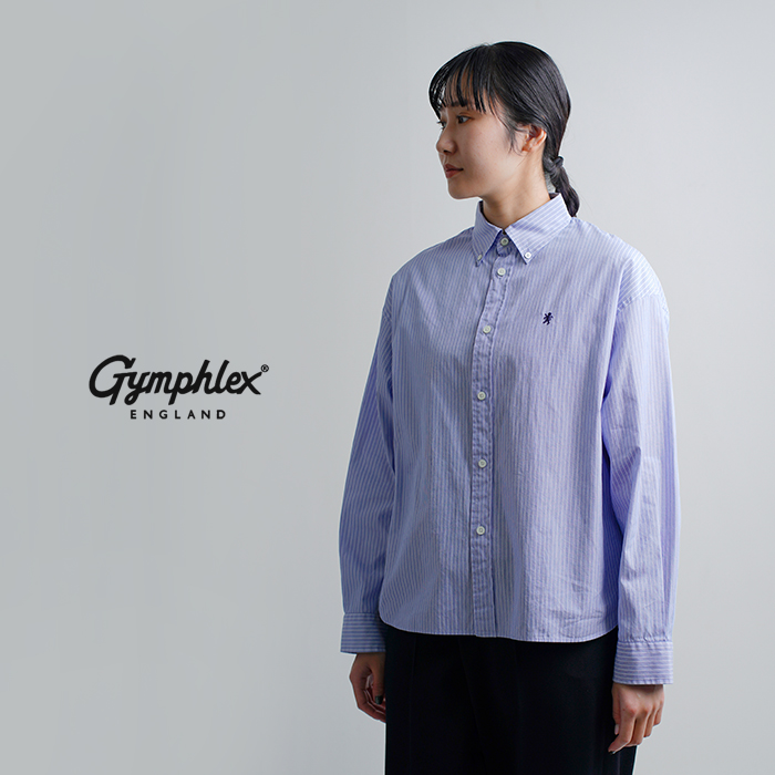 ジムフレックス ドットプリント ボタンダウンシャツ ネイビー GYMPHLEX（ジムフレックス） デニム ボタンダウンシャツ / メンズ 長袖