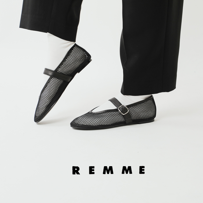 REMME（レメ） ストラップ メッシュ フラット シューズ zh-25s042