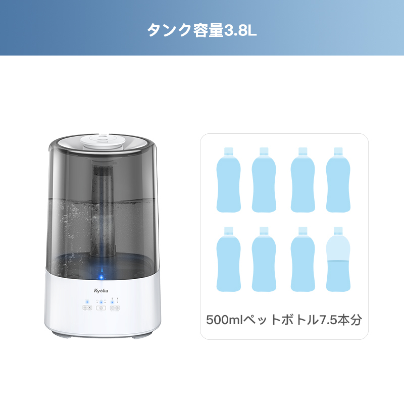 加湿器 卓上加湿器 オフィス 静音 3.8L 大容量 超音波式 UV-C除菌ライト 上から給水 タッチパネル式 タイマー機能 二つ噴出口 新生活 応援  : b1h20jsqhe : ARANET - 通販 - Yahoo!ショッピング