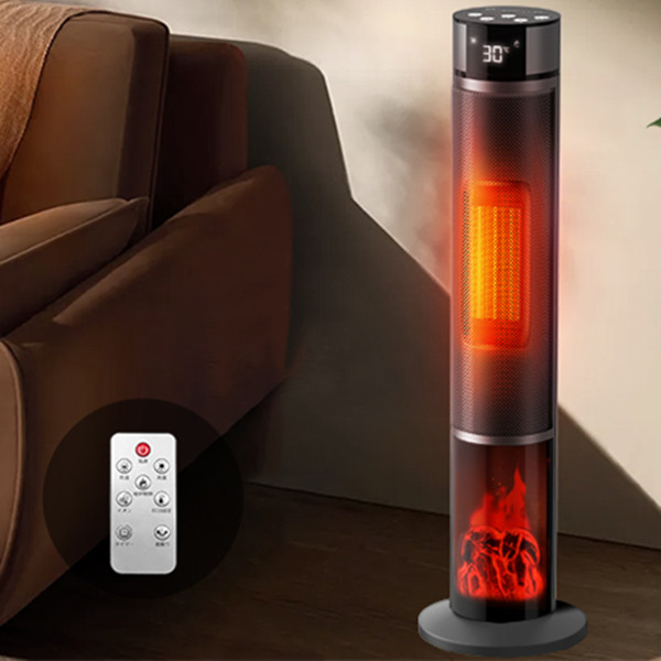 【クーポン＋ポイント還元後6201円】セラミックヒーター ファンヒーター 2秒速暖 1200W 温度調節 15畳部屋対応 3段階切替 電気ストーブ 自動首振り リモコン付き