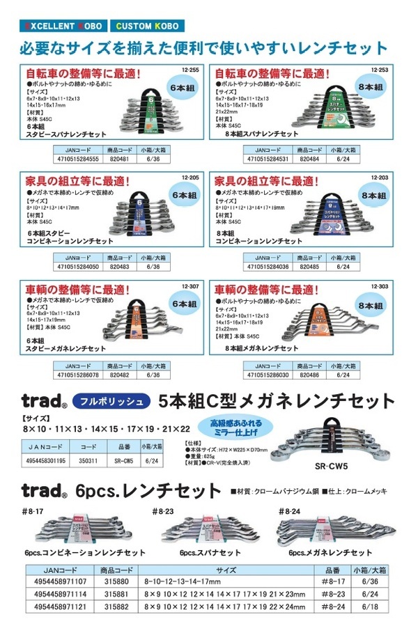 業務用3セット) TRAD コンビネーションレンチセット 〔6本組×3セット