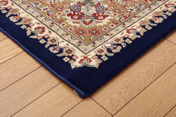 ラグマット/絨毯 〔ネイビー 約80×140cm〕 トルコ製 ウィルトン織