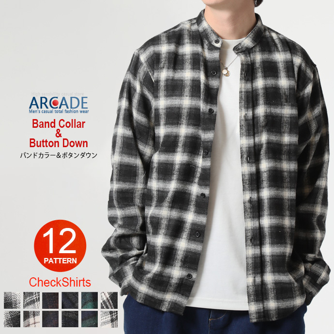 ARCADE ネルシャツ 長袖 チェック柄 メンズ カジュアルシャツ