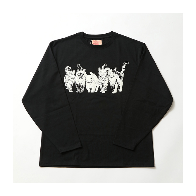 tシャツ 長袖 メンズ 猫プリントTシャツ フロント バックプリント 長袖Ｔシャツ アニマル前後 猫 キャット ロンT トップス 2025秋冬 新作/爆買 | ARCADE | 10