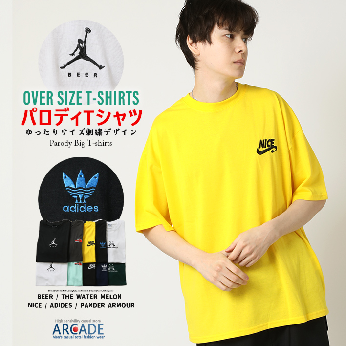 Tシャツ メンズ オーバーサイズ パロディ半袖Tシャツ アジデス ワンポイント 刺繍 アメカジ 半袖tシャツ トップス | ARCADE | 06