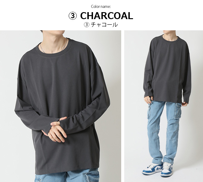 半額セール UVカット tシャツ 長袖 メンズ ロンT ロングTシャツ 紫外線対策 速乾 トップス ビッグシルエット ストレッチ 梨地Tee 無地T 春 | ARCADE | 14