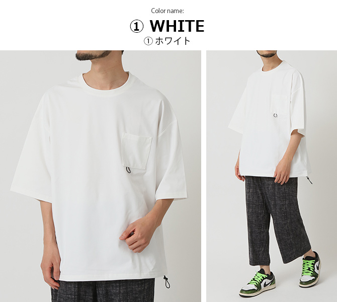 UVカット tシャツ 半袖 ドライストレッチ メンズ オーバーサイズ 5分袖Tシャツ upf50+ UVカット 裾 ドローコード グラスコード ポケットTシャツ 2025夏 新作 | ARCADE | 13