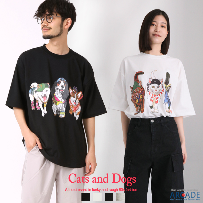 ARCADE（アーケード） Tシャツ メンズ 半袖Tシャツ 猫プリントtシャツ