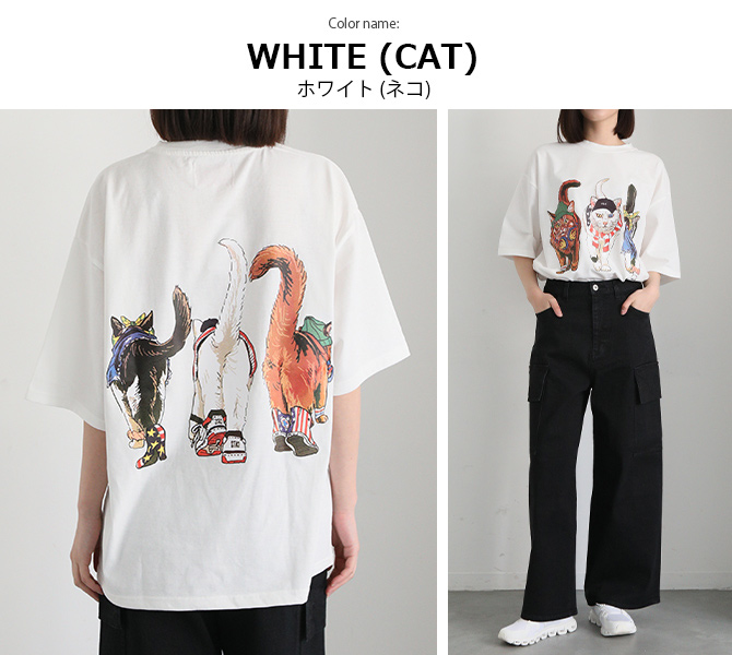ARCADE Tシャツ メンズ 半袖Tシャツ 猫プリントtシャツ 犬