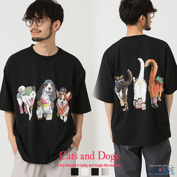ARCADE（アーケード） Tシャツ メンズ 半袖Tシャツ 猫プリントtシャツ