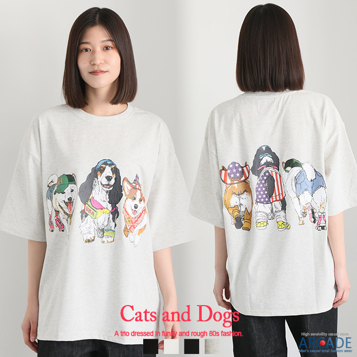 ARCADE（アーケード） Tシャツ メンズ 半袖Tシャツ 猫プリントtシャツ