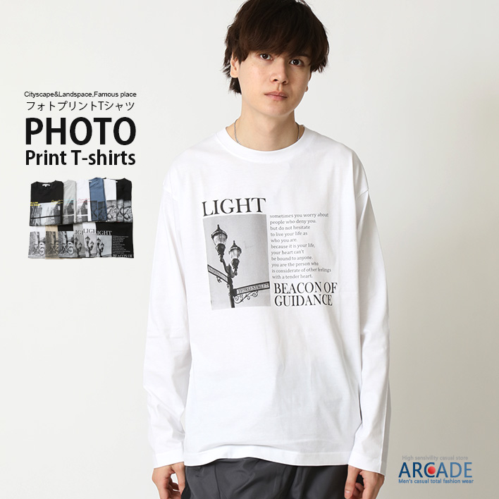 tシャツ メンズ 長袖 フォトプリント ロンT 長袖Tシャツ トップス カットソー 2024 秋新作 : aclt230126 : ARCADE -  通販 - Yahoo!ショッピング