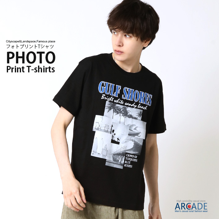 tシャツ メンズ 半袖 Tシャツ フォトプリントtシャツ メンズファッション 春 夏 フォトtシャツ トップス カットソー ストリート アメカジ 2025夏 新作 | ARCADE