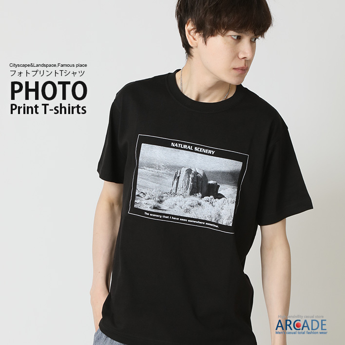 tシャツ メンズ 半袖 Tシャツ フォトプリントtシャツ メンズファッション 春 夏 フォトtシャツ トップス カットソー ストリート アメカジ 2025夏 新作 | ARCADE | 01