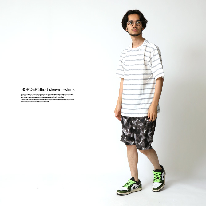 ボーダーTシャツ メンズ 半袖tシャツ 夏 エンボスワッフルボーダー 半袖カットソー トップス ベタつき軽減 2024夏 新作 | ARCADE | 06