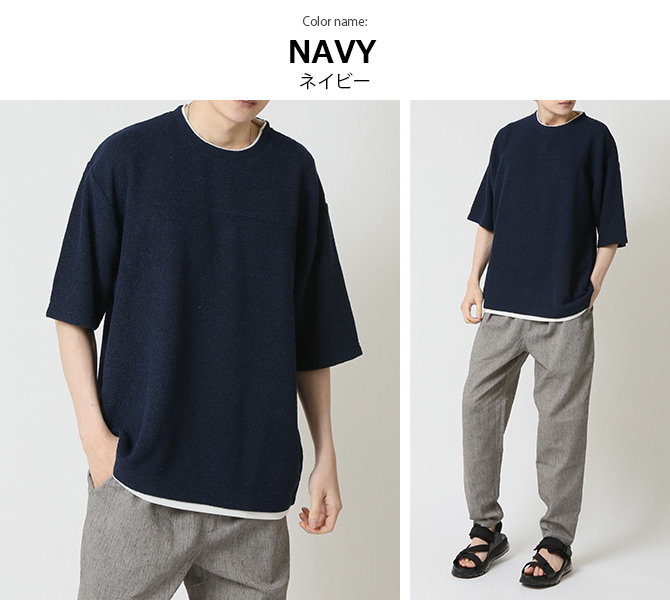 接触冷感 速乾 半袖Tシャツ メンズ ドライTシャツ パイル杢フェイクレイヤード 半袖カットソー 重ね着風 トップス 2025夏 新作 | ARCADE | 14
